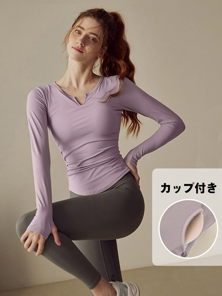 パッド付き長袖 ランドヘム 細身