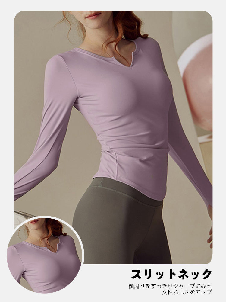 パッド付き長袖 ランドヘム 細身