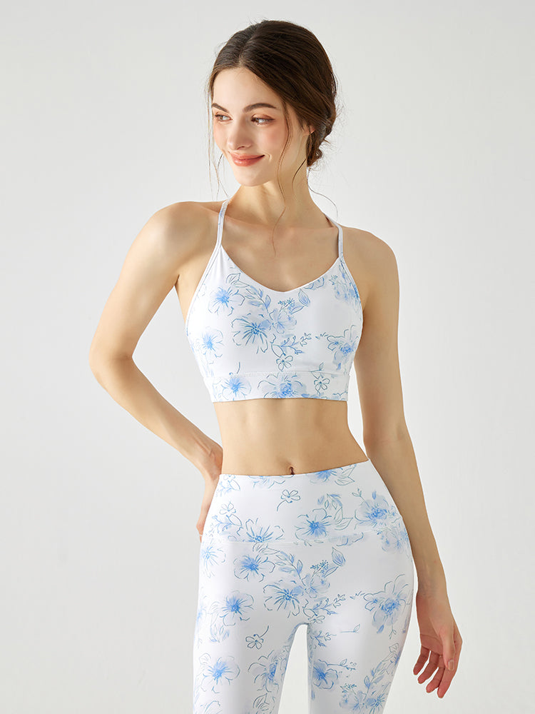 花柄 背中見せ ホルターネック ブラトップ