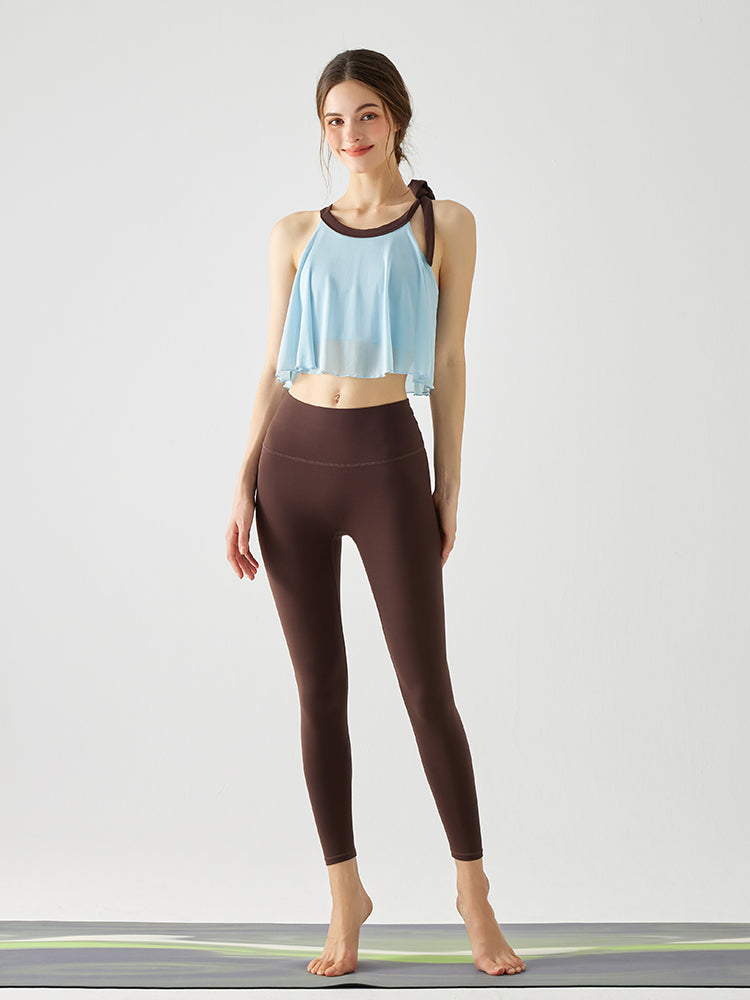 裾フリル メッシュ リボン付き ブラトップ