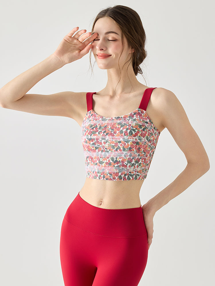 プリント柄 メッシュ ブラトップパッド付き