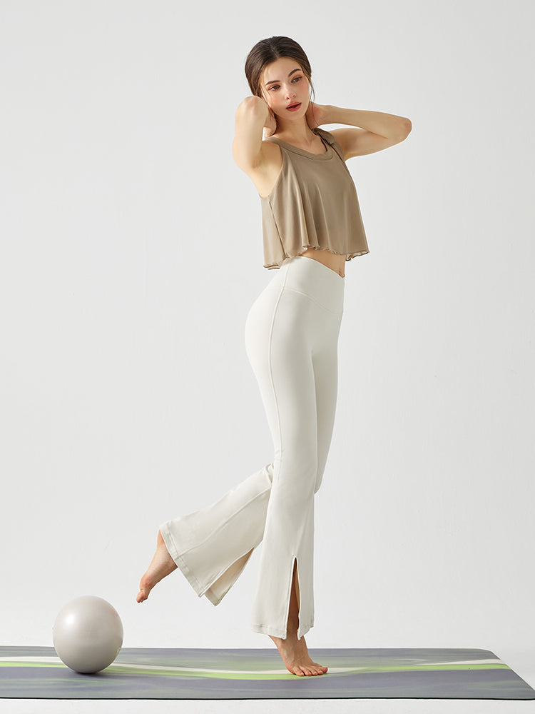 裾フリル メッシュ リボン付き ブラトップ