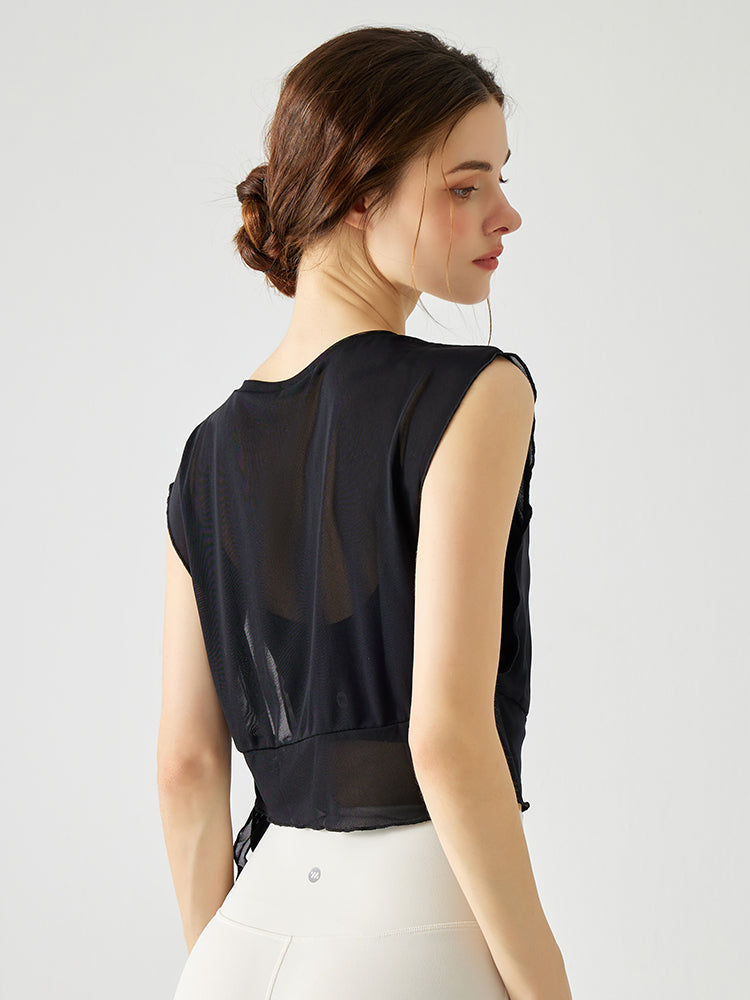 サイドスリットオーガンジ+スポーツブラ セット