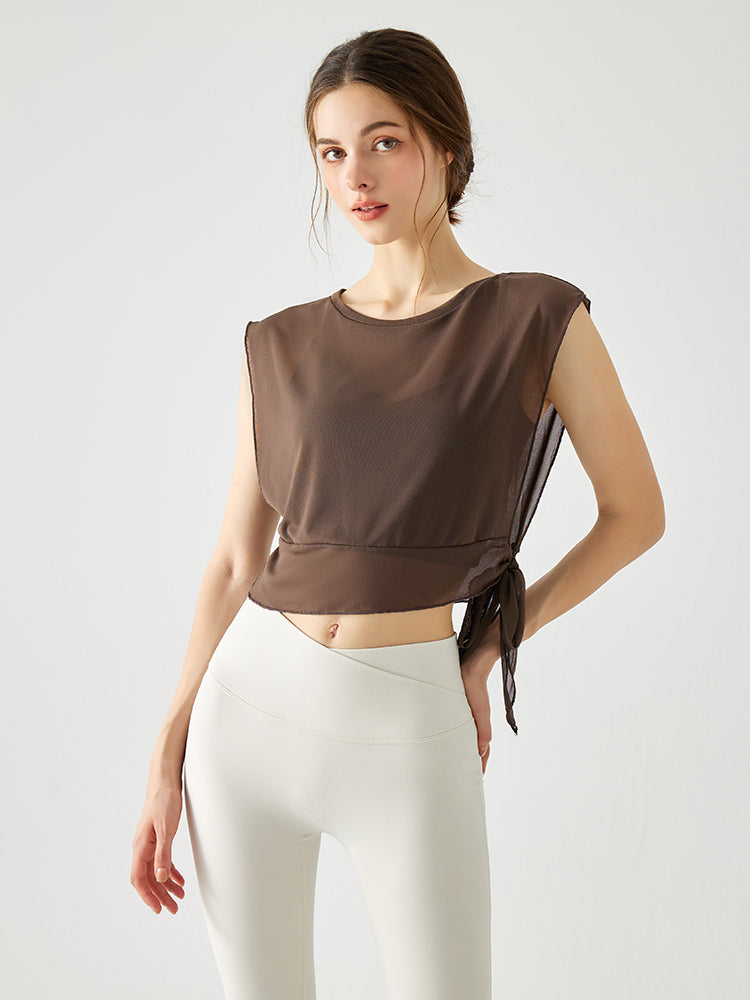 サイドスリットオーガンジ+スポーツブラ セット