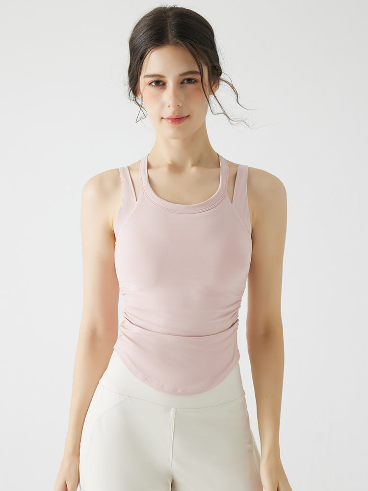 バックスタイル フェイクレイヤード スポーツブラ