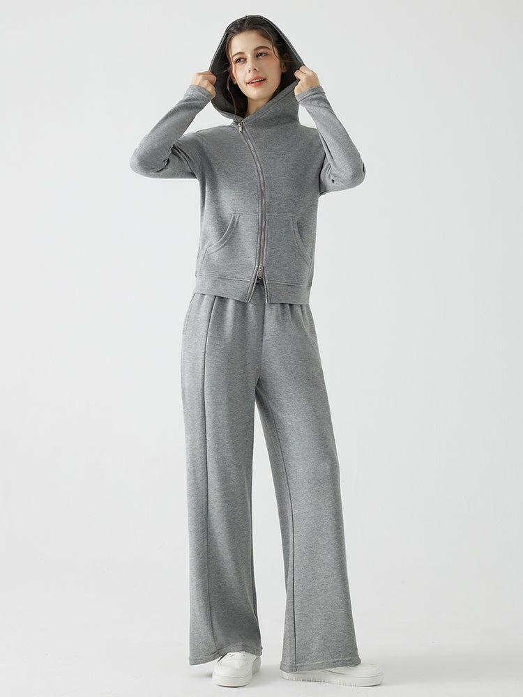 秋冬 ゆったり フード付き 斜めジップパーカ