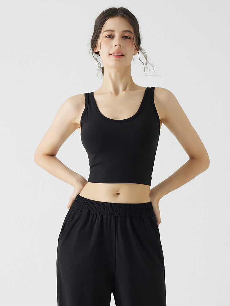 背中見せ Uネック パッド付き ブラトップ