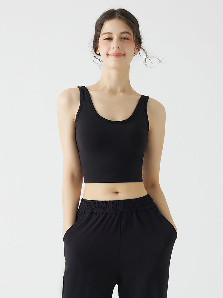 背中見せ Uネック パッド付き ブラトップ