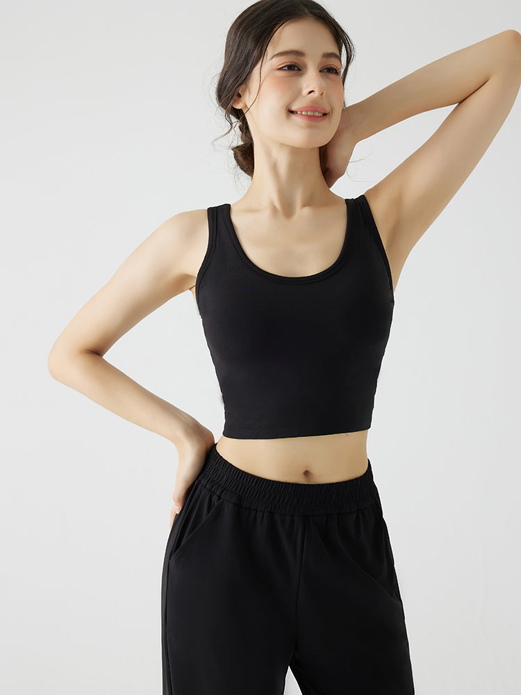 背中見せ Uネック パッド付き ブラトップ