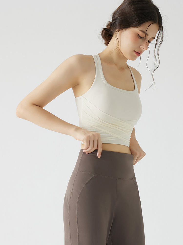 メッシュドレープ バックスタイル パッド付き ブラトップ 2way
