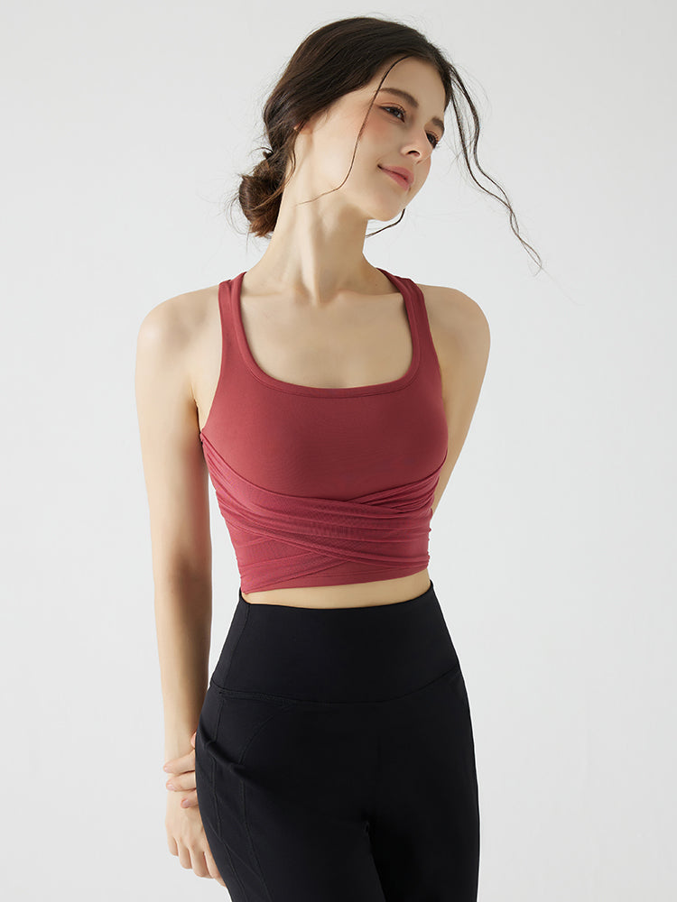 メッシュドレープ バックスタイル パッド付き ブラトップ 2way