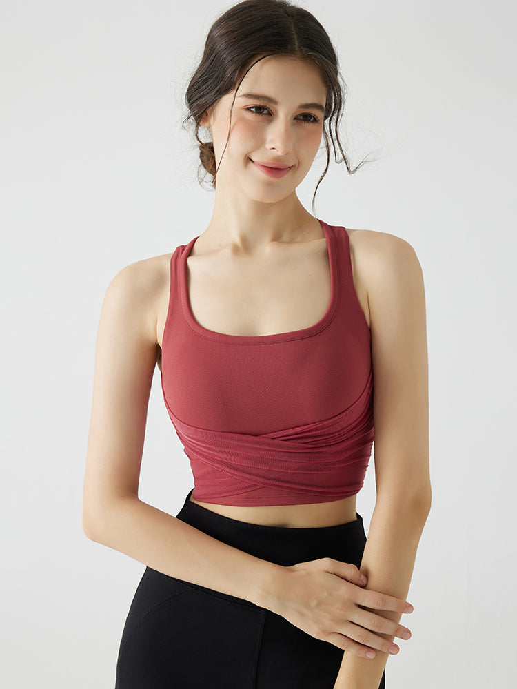 メッシュドレープ バックスタイル パッド付き ブラトップ 2way