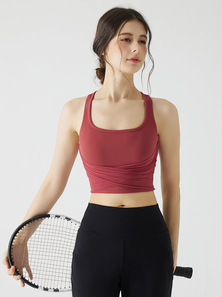メッシュドレープ バックスタイル パッド付き ブラトップ 2way
