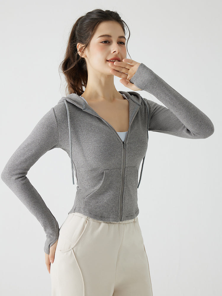 秋冬 スリムフィット フード付き パーカ