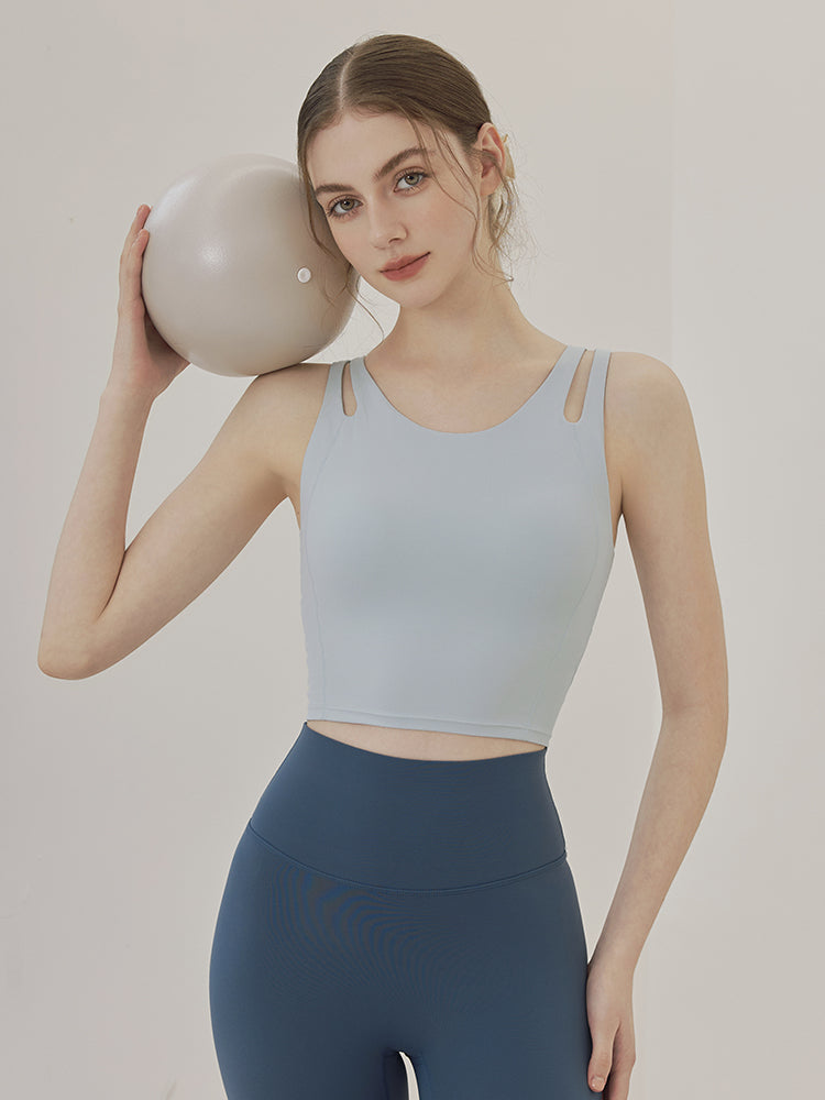 ダブルストラップ スポーツブラ パッド付き