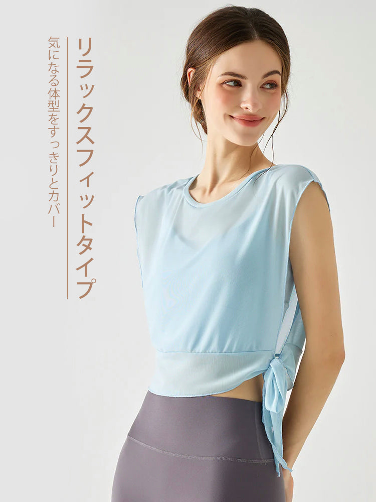 サイドスリットオーガンジ+スポーツブラ セット