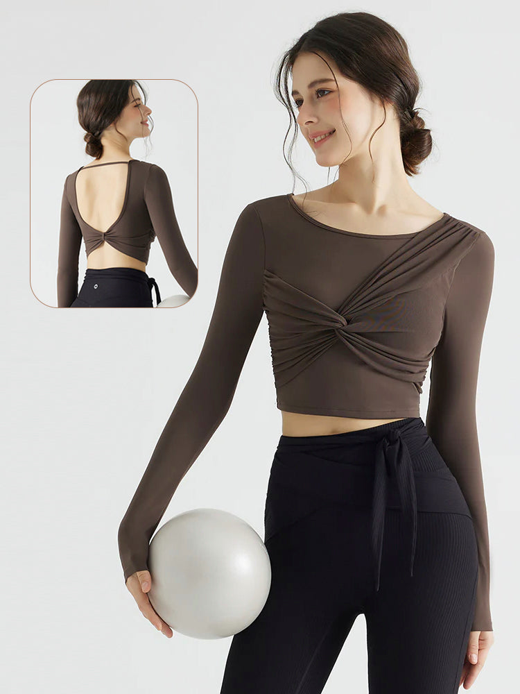 背中見せ 蝶結び風 長袖 パッド付き