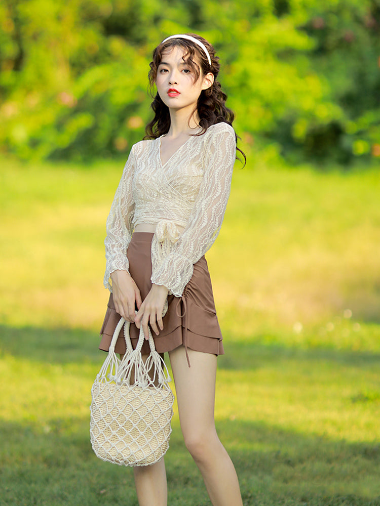 お洋服っぽい体型カバー水着上下4点セット