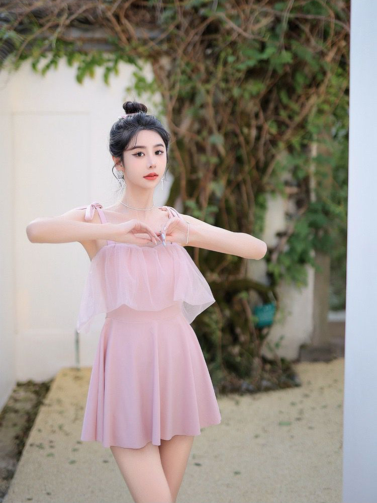 肩紐リボン仕様 お洋服っぽい水着