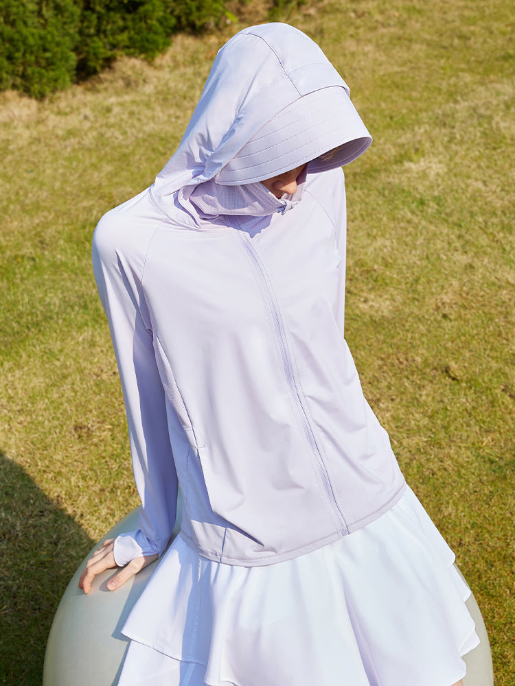 冷感 UV加工 サンバイザー付き 顔までカバー パーカー