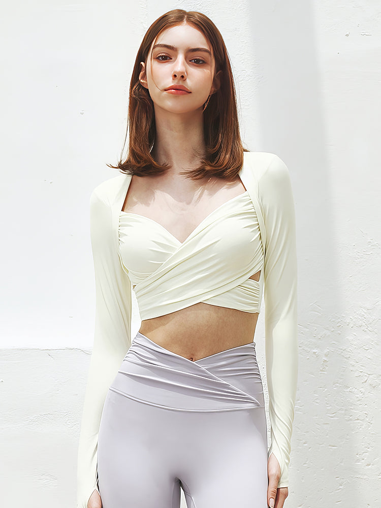 パット付き ヨガウェア ショート丈 フロントクロス