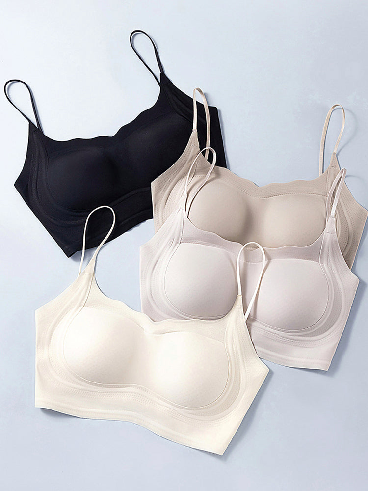 美背 ノンワイヤー シームレス 一体型カップ ブラジャー