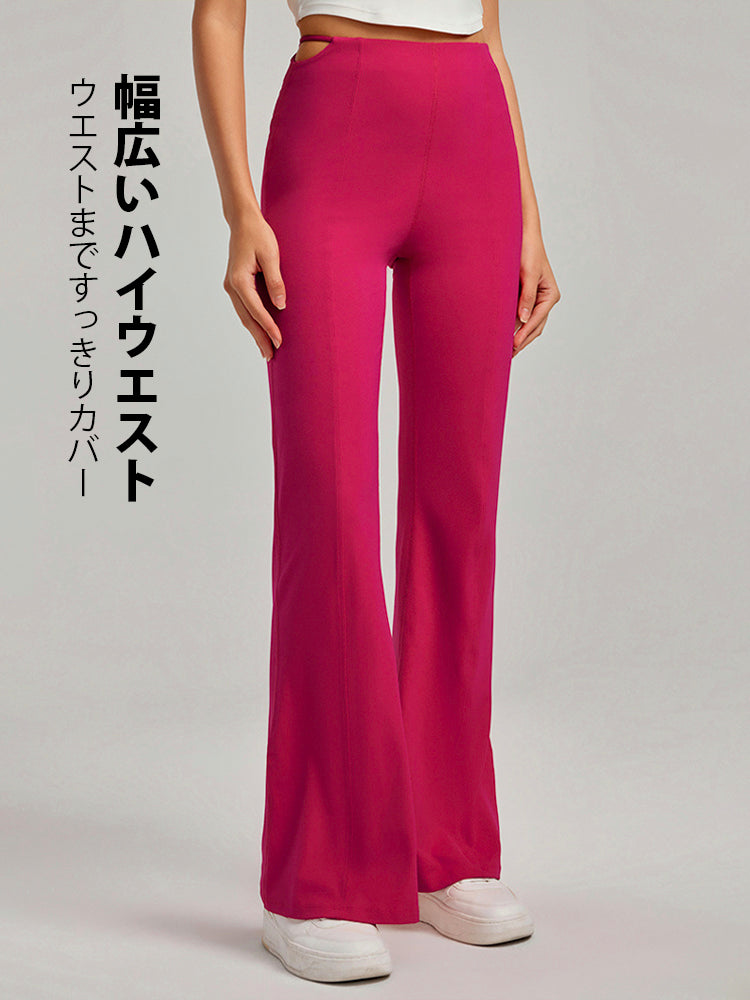 不規則カット ハイウェスト 接触冷感 フレアレギンス 日焼け止め