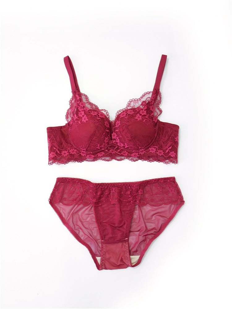 【ノンワイヤー盛れる】花柄総レース盛りブラ&ショーツ