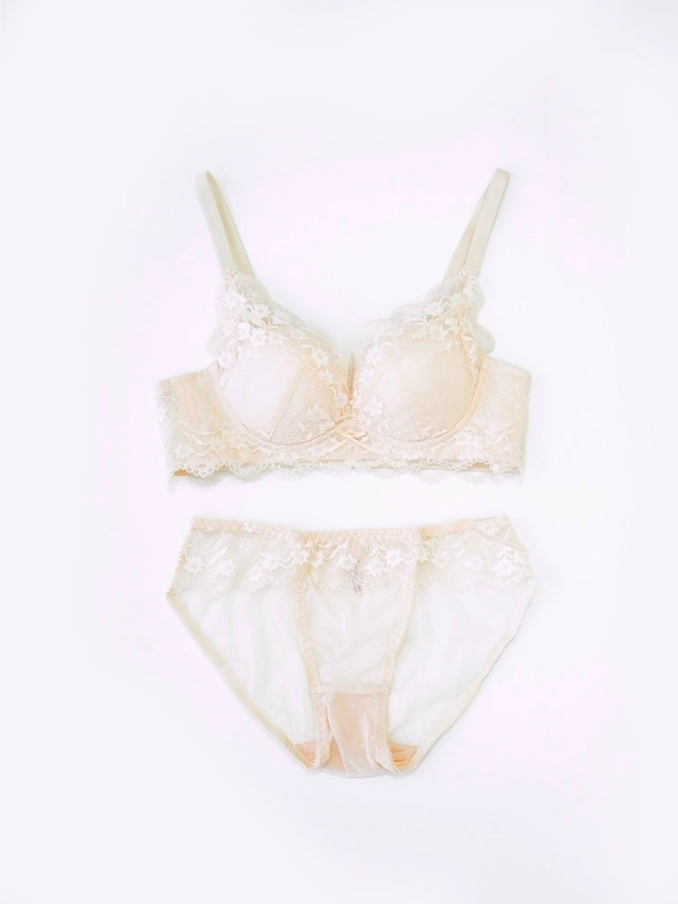 【ノンワイヤー盛れる】花柄総レース盛りブラ&ショーツ