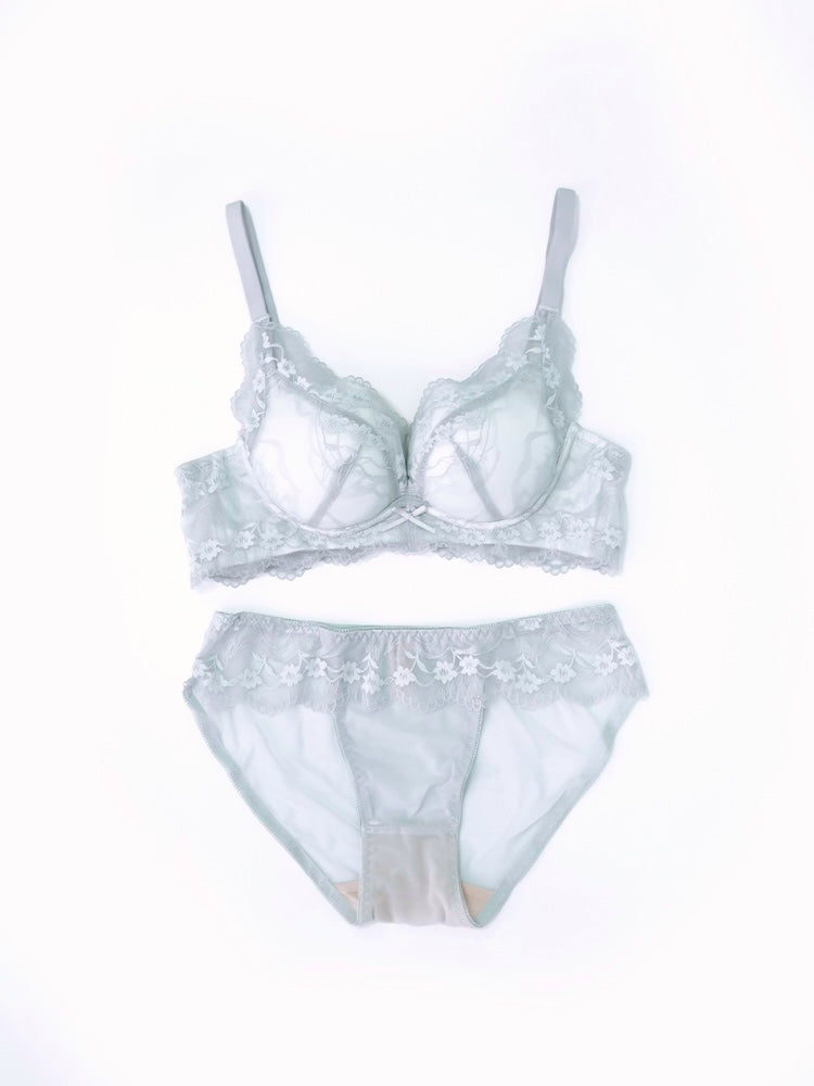 【ノンワイヤー盛れる】花柄総レース盛りブラ&ショーツ