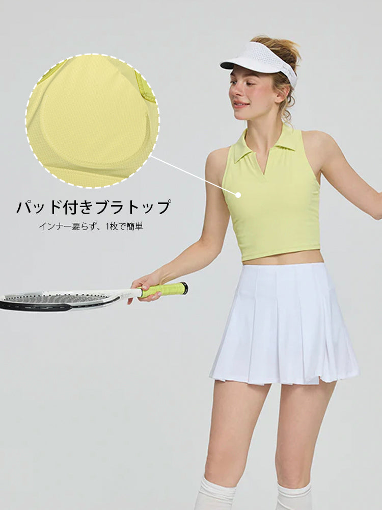 Vネック  ノースリーブ  パッド付き  ブラトップ