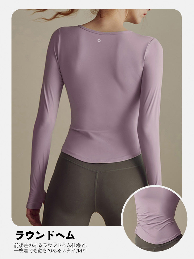 パッド付き長袖 ランドヘム 細身