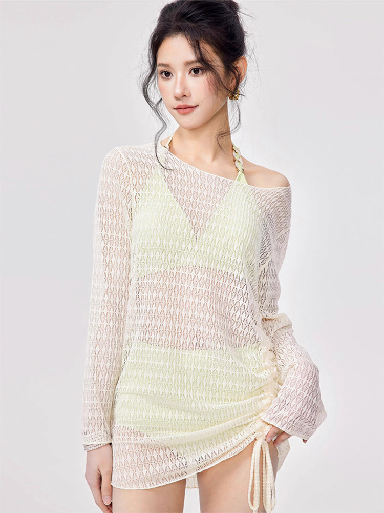 長袖アウター サイトシャーリング ビキニ水着3点セット ノンワイヤー