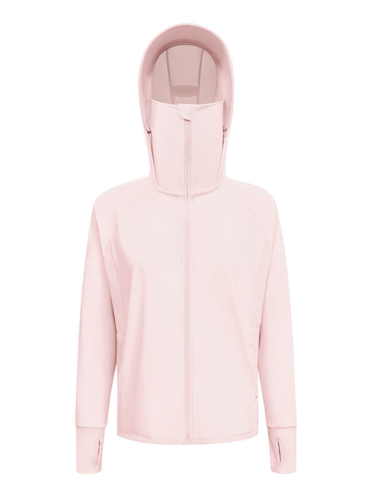 冷感 UV加工 サンバイザー付き 顔までカバー パーカー