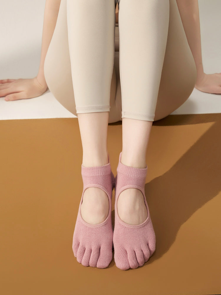 本革 滑り止める付き 甲あき 5本指ソックス