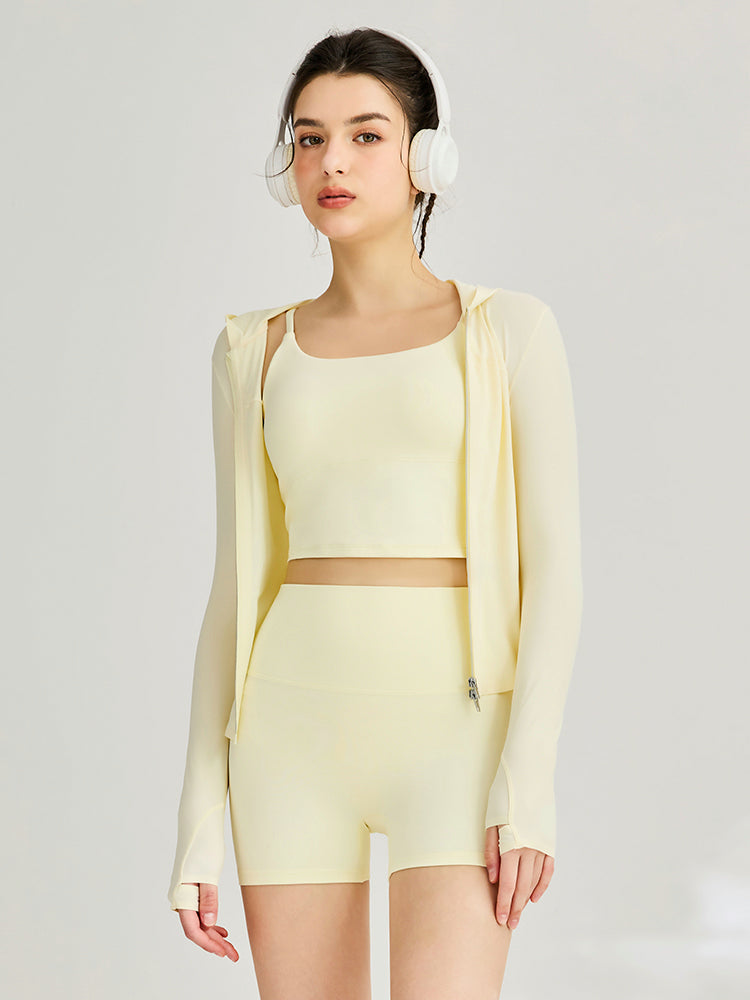 接触冷感  UVプロテクション  指穴付き  長袖  薄手 フード付きパーカー