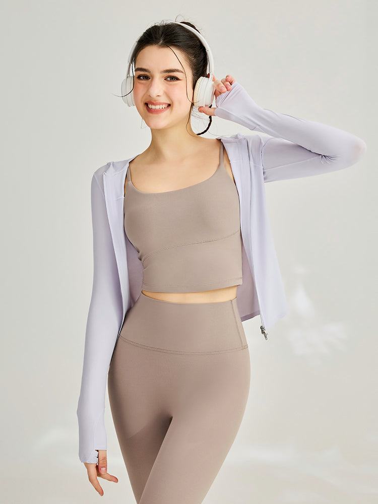 接触冷感  UVプロテクション  指穴付き  長袖  薄手 フード付きパーカー