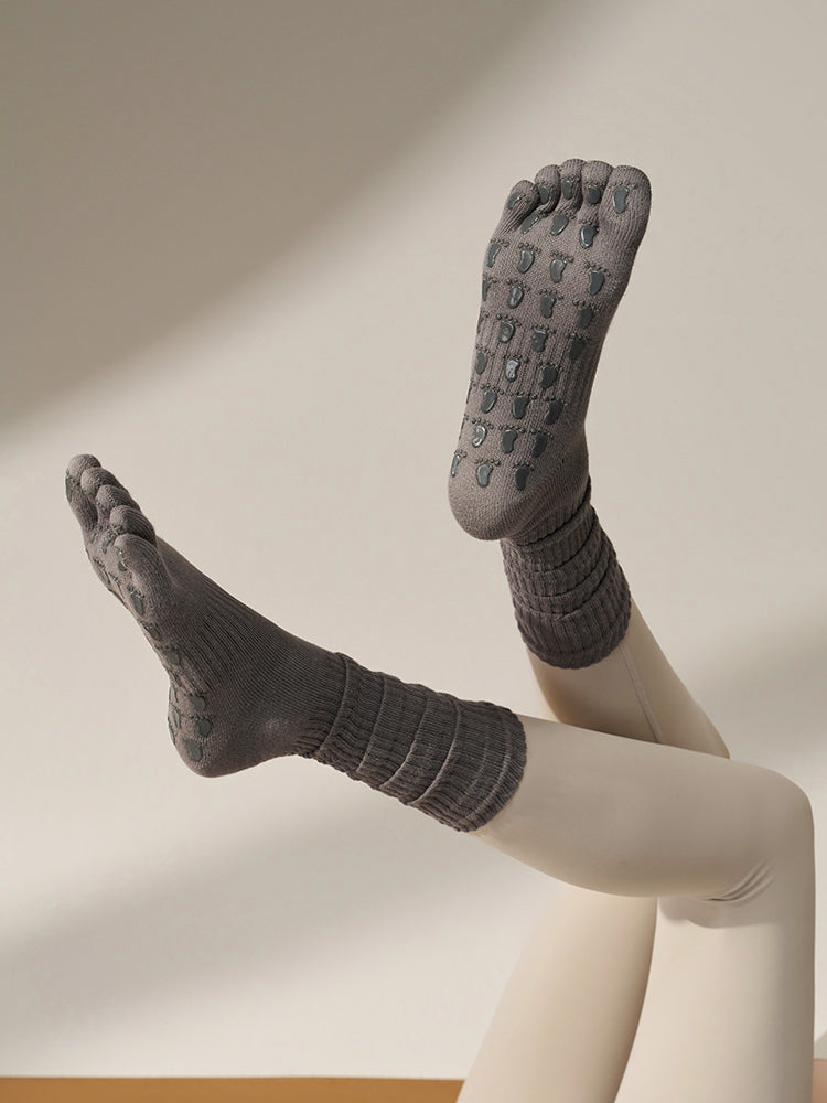 ミドル丈 5本指ヨガソックス 滑り止め付き