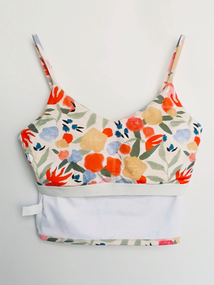 Vネック 花柄キャミソール パッド付き