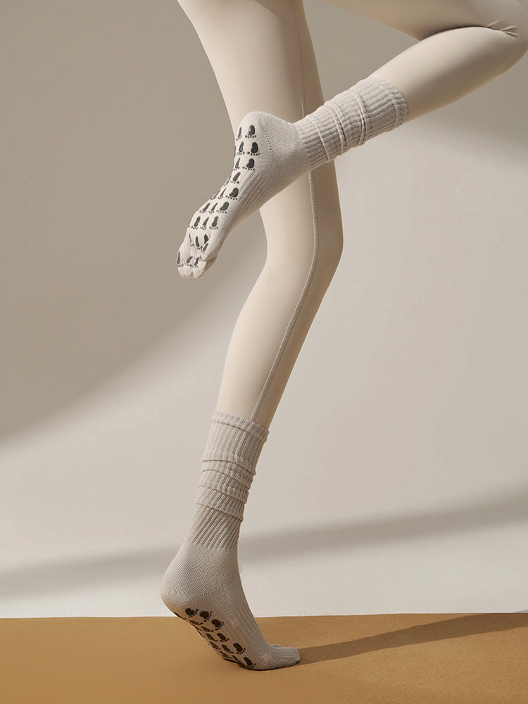 ミドル丈 5本指ヨガソックス 滑り止め付き