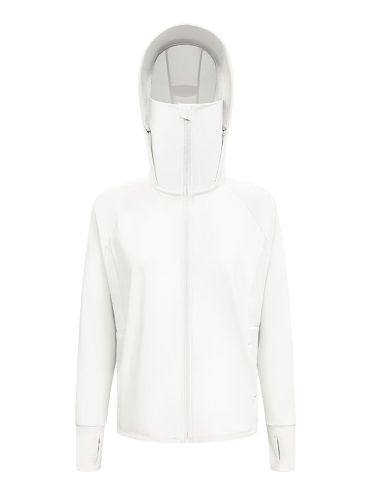 冷感 UV加工 サンバイザー付き 顔までカバー パーカー