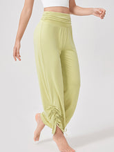 ハイウェスト ヨガパンツ ワイド  ドローコード付き