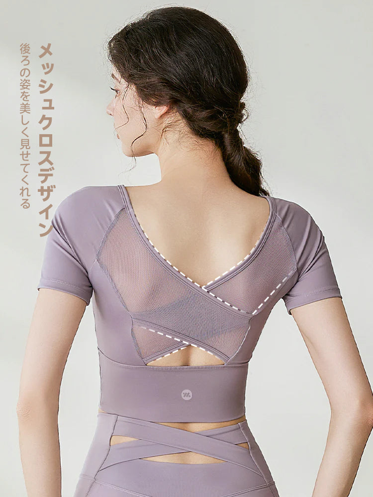 メッシュ切替 パッド付き半袖