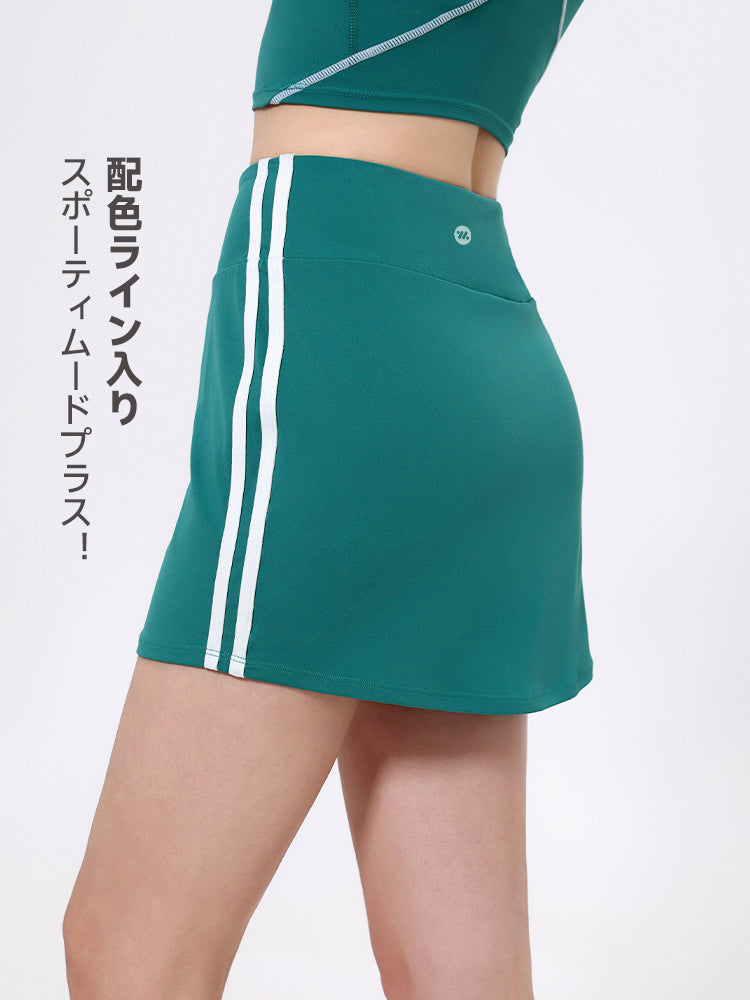 配色ライン入り ハイウエスト ショートスカート