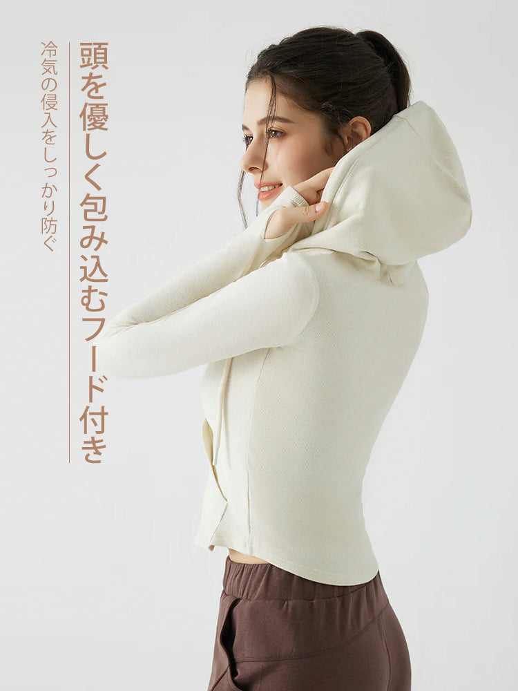 秋冬 スリムフィット フード付き パーカ