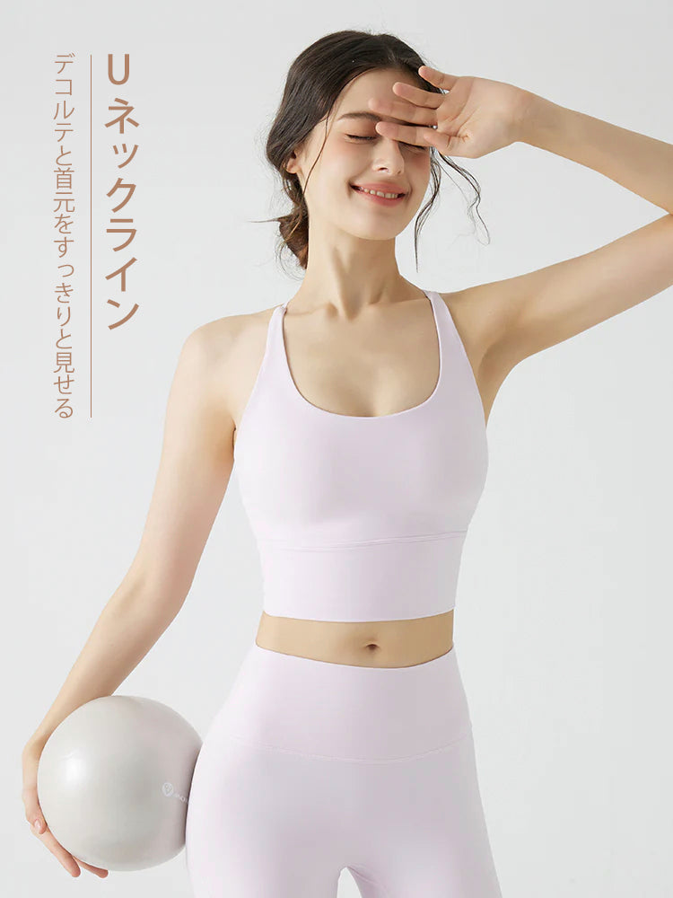 Uネック バックスタイル スポーツブラ