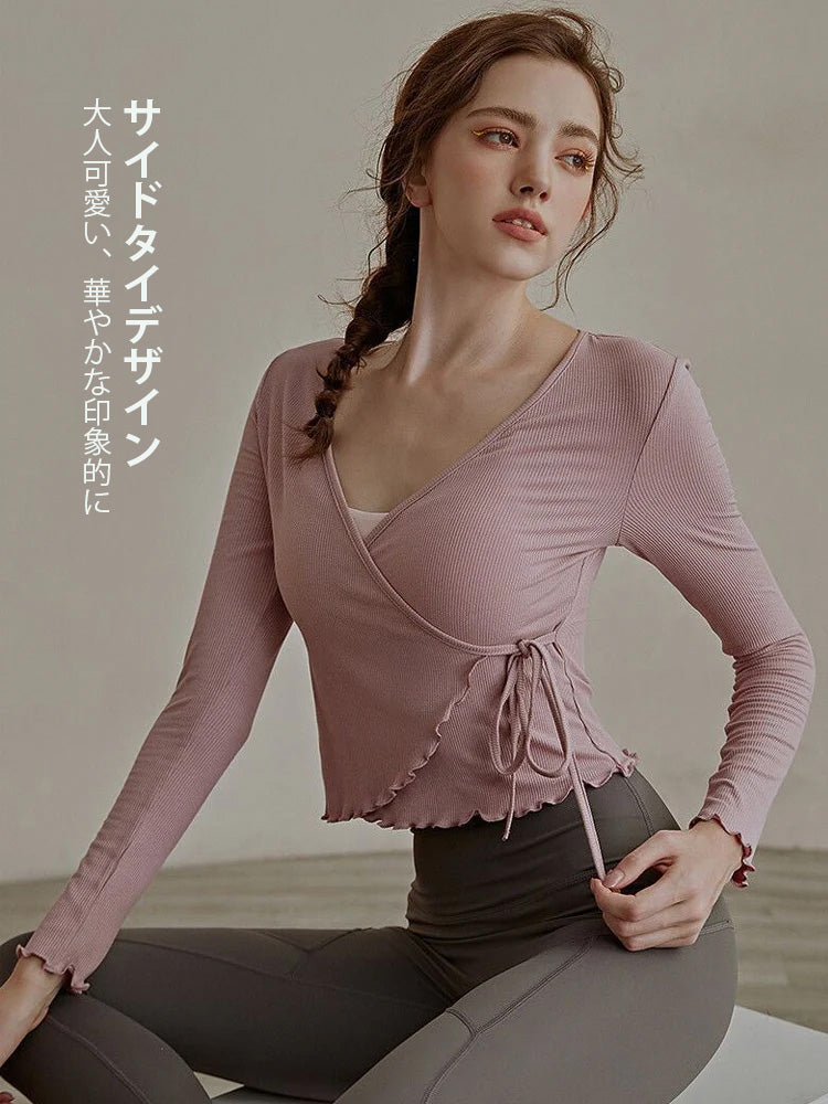 フリルカフス 速乾 羽織り ヨガトップ