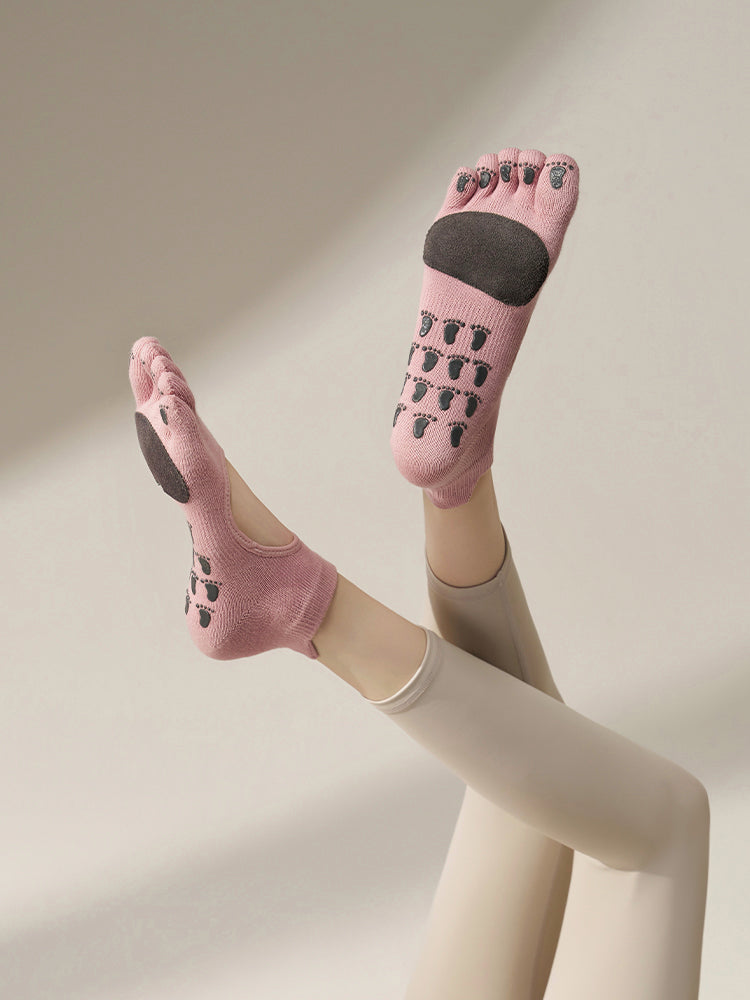 本革 滑り止める付き 甲あき 5本指ソックス