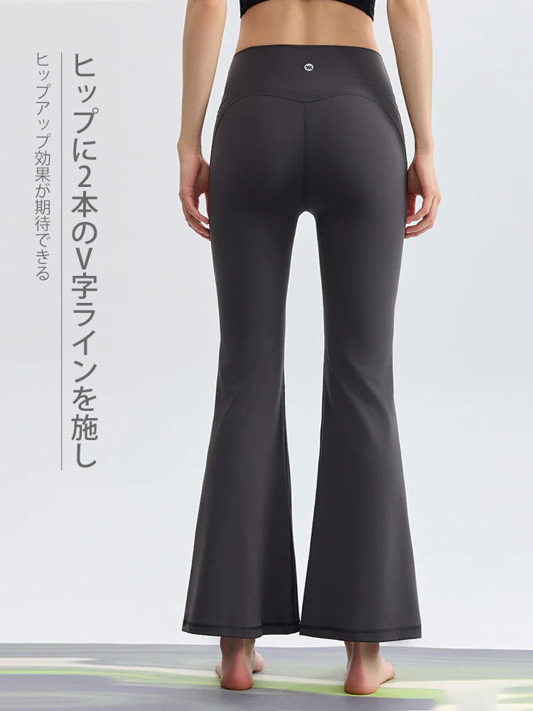 美尻 ハイウエスト フレアレギンス ヨガパンツ