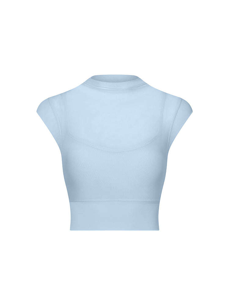 メッシュ 通気性 フェイクレイヤード パッド付き ブラトップ